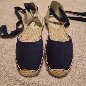A Couple of Lines Navy Lace-Up Espadrille Flats | Women’s 7